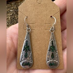 Native American Sterling Silver Thunderbird Earring with Inlay